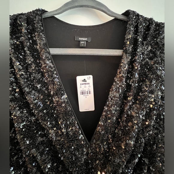 Express sequin evening dress with 3/4 sleeve. New with tags in size small! - Picture 4 of 8